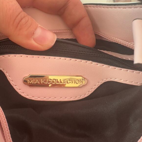 NWT MKF Mia K. Collection Camilla Leather Crossbody Purse Burgundy White Pink - Picture 7 of 8